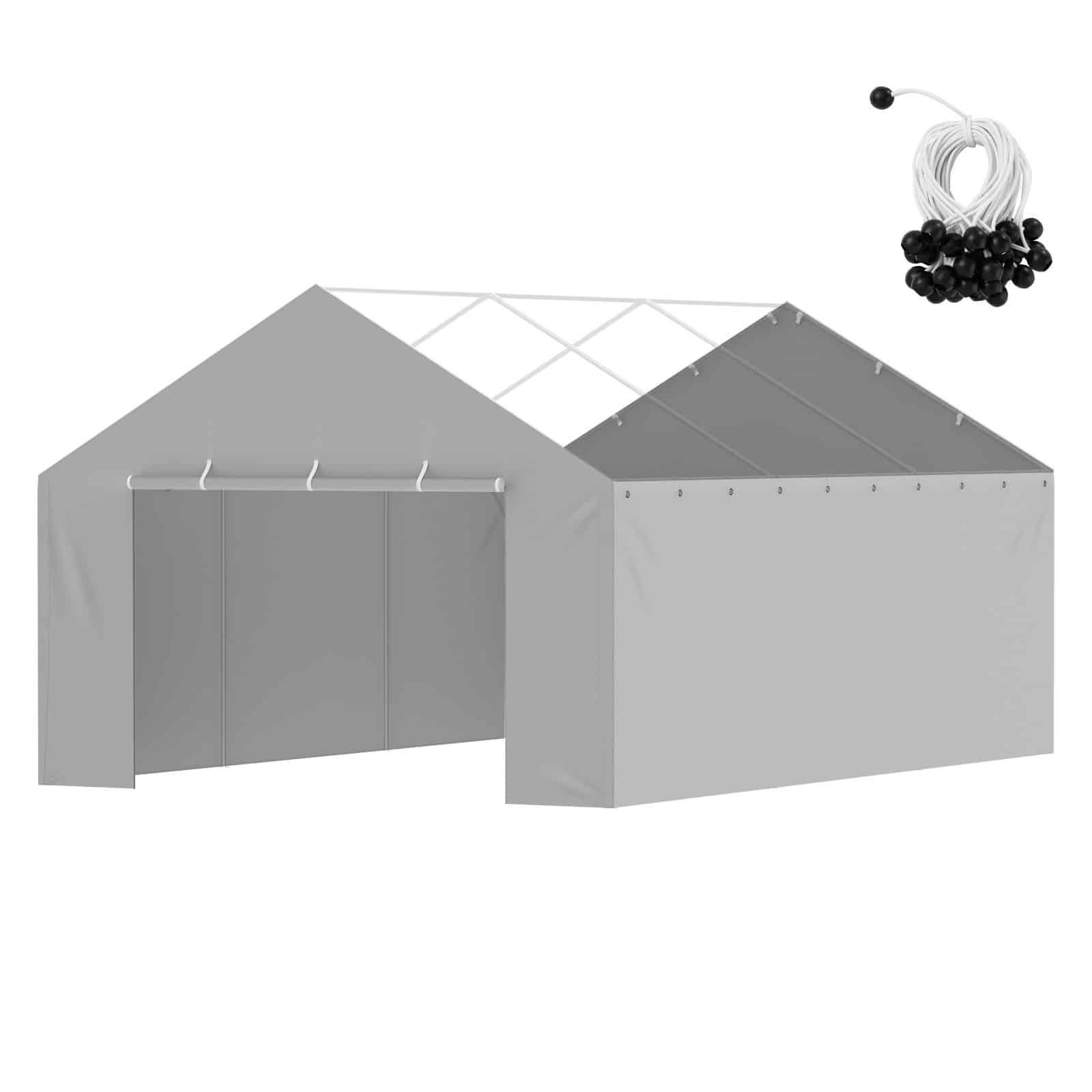VEVOR 4-Panel Side Wall Canopy Replacement 4x6m, Waterproof UV-Resistant PE Tarp for 13x20ft Carport Frame, Grey, Frame Not Included - Image 9