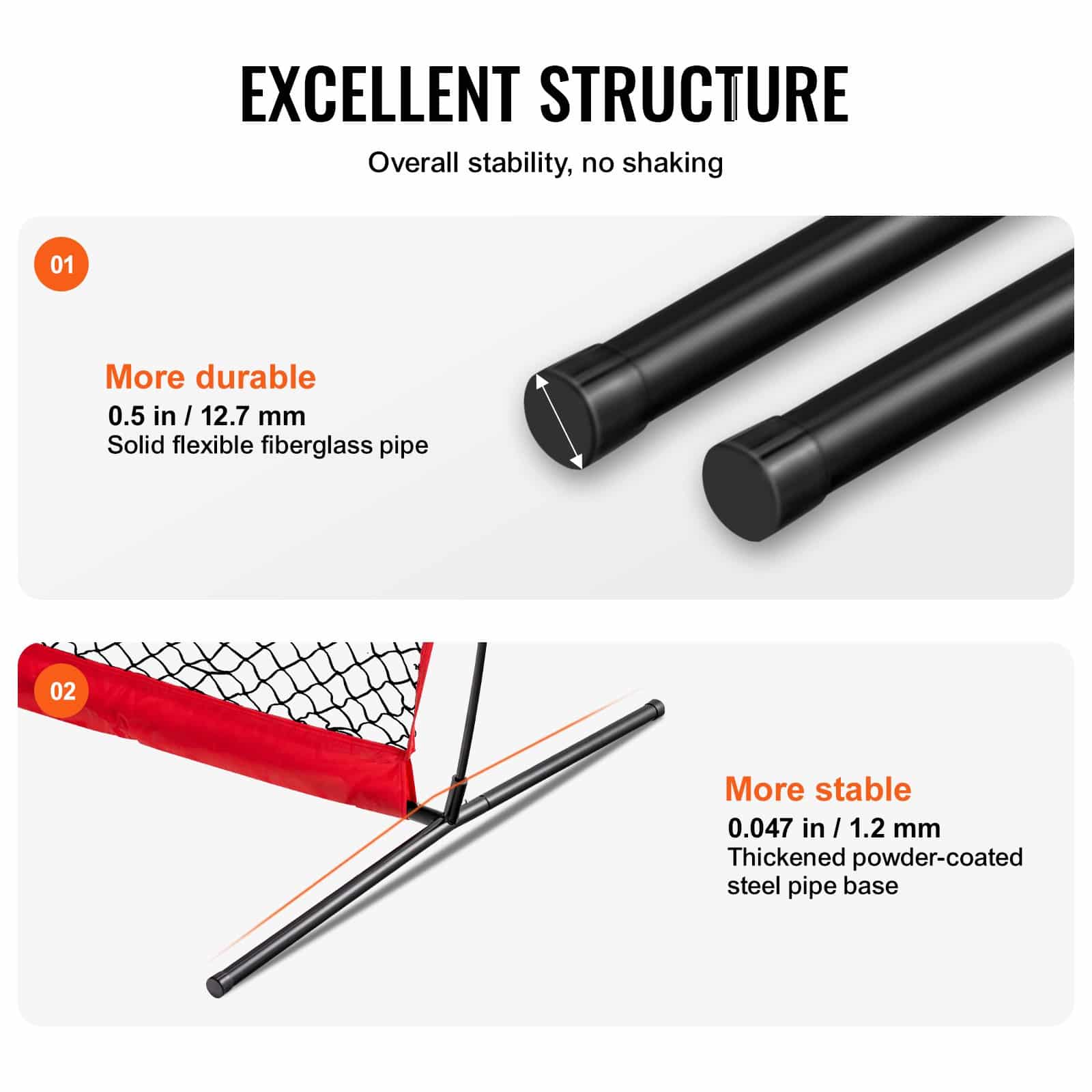 VEVOR 213x213 cm L-Screen Baseball & Softball Pitching Net with Carry Bag, Double-Sided Safety Screen for Pitcher Protection — attēls 4