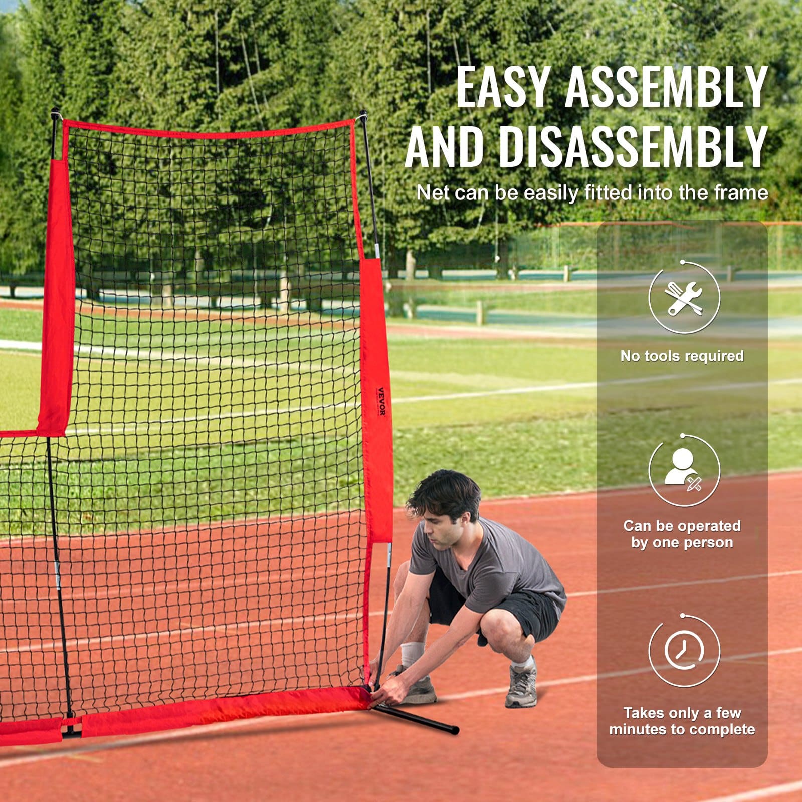 VEVOR 213x213 cm L-Screen Baseball & Softball Pitching Net with Carry Bag, Double-Sided Safety Screen for Pitcher Protection — attēls 6