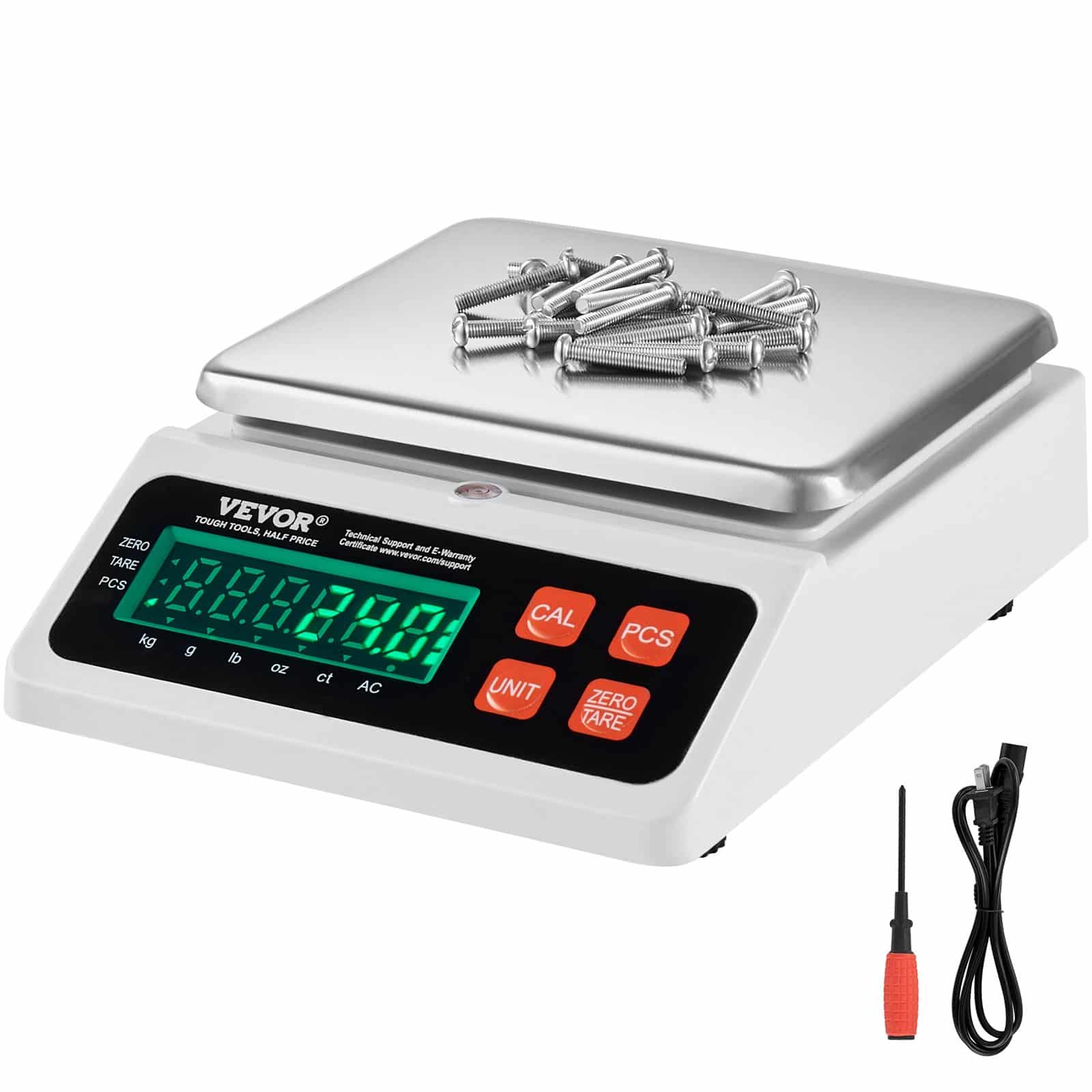 VEVOR Digital Industrial Counting Scale 10kg x 0.1g with LED Display, Multi-Unit, for Parts, Coins, Jewelry, Kitchen Use