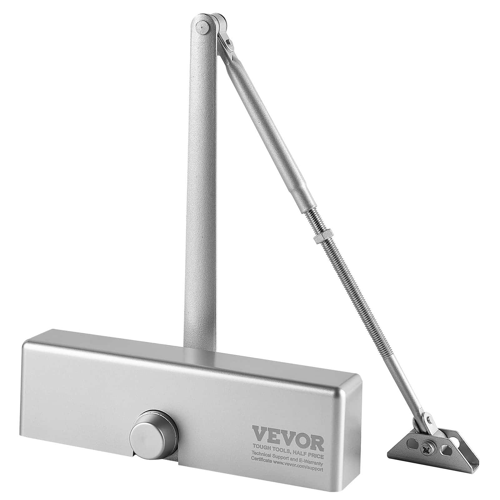 VEVOR Heavy Duty Hydraulic Door Closer, Adjustable Speed, 150kg Capacity, Cast Aluminum, for Commercial & Home Use, Silver — attēls 12