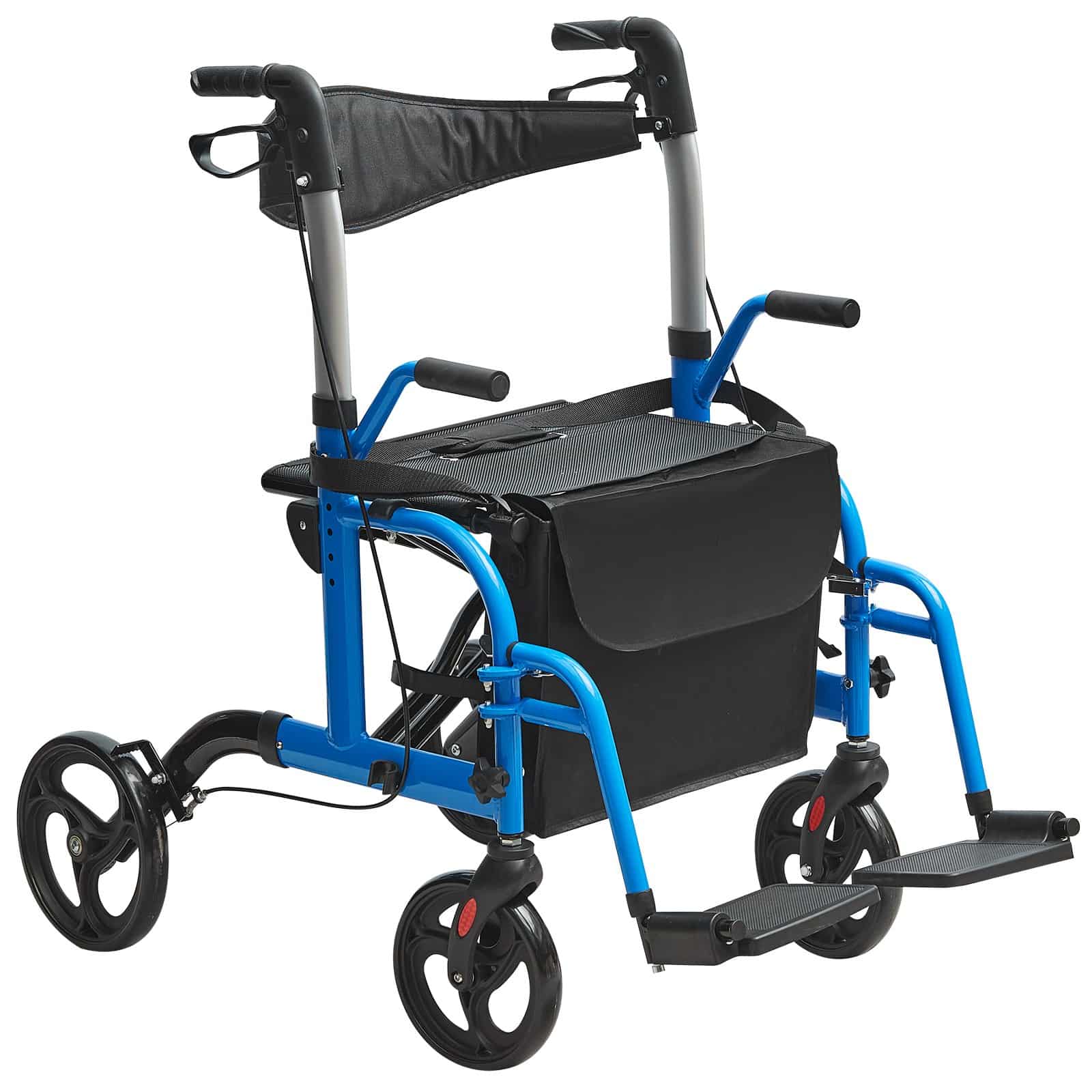 VEVOR 2-in-1 Rollator Walker & Wheelchair for Seniors, Foldable Lightweight Aluminum Frame, Adjustable, Supports 136 kg