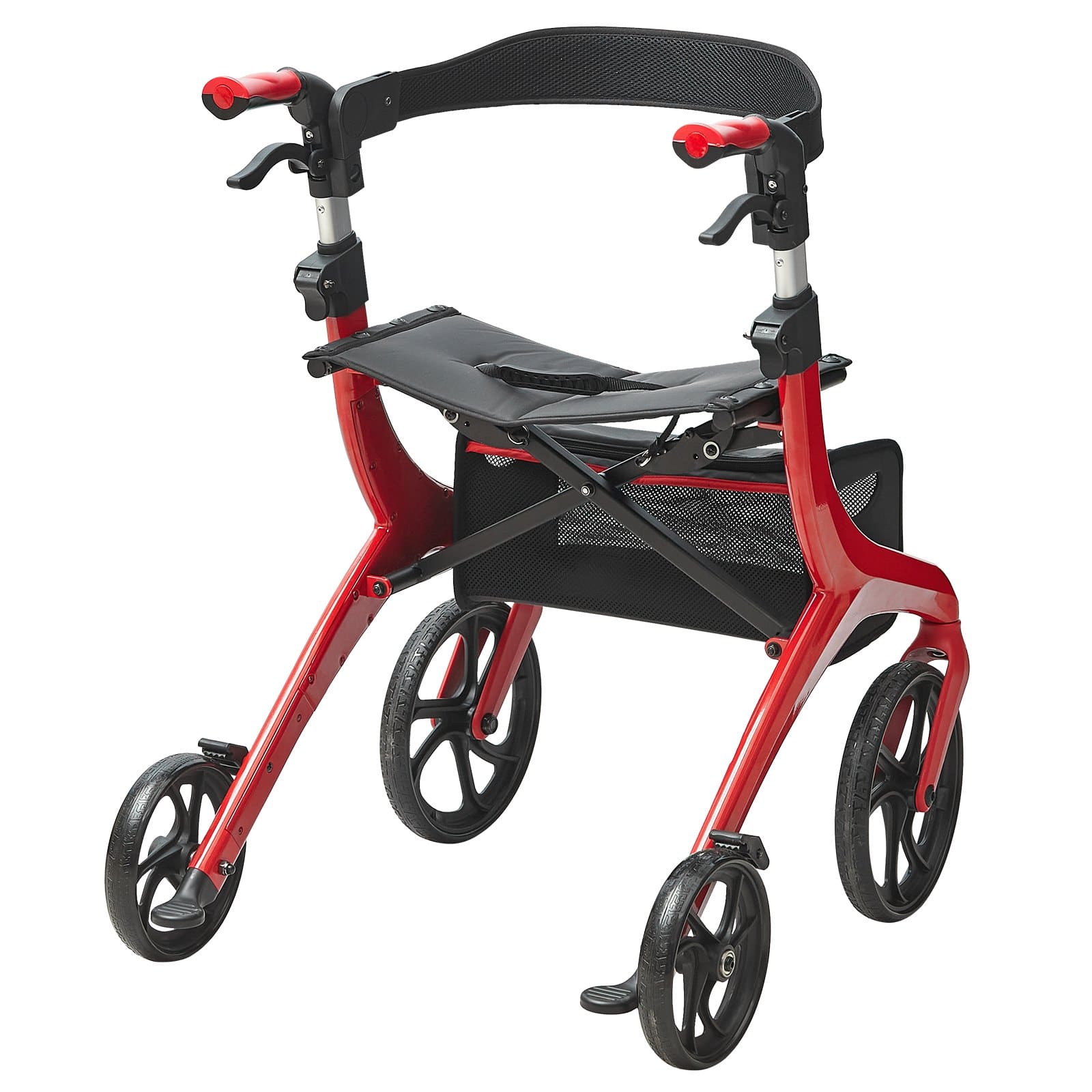 VEVOR Folding 4-Wheel Rollator Walker for Seniors, Lightweight Aluminum Frame, Adjustable Handle, Seat, 136kg Capacity - Pilt 11