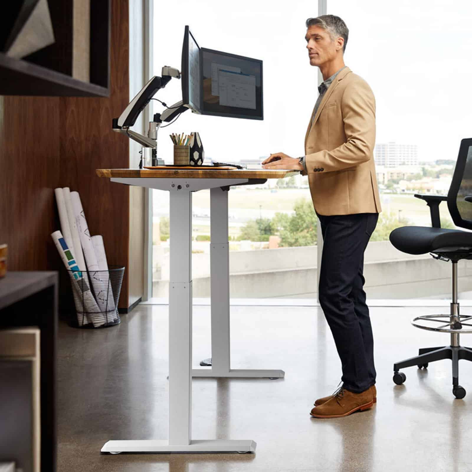 VEVOR Electric Standing Desk Frame, Adjustable 70–117 cm Height & 95–158 cm Length, Ergonomic White Sit-Stand Base for Home/Office - Зображення 8