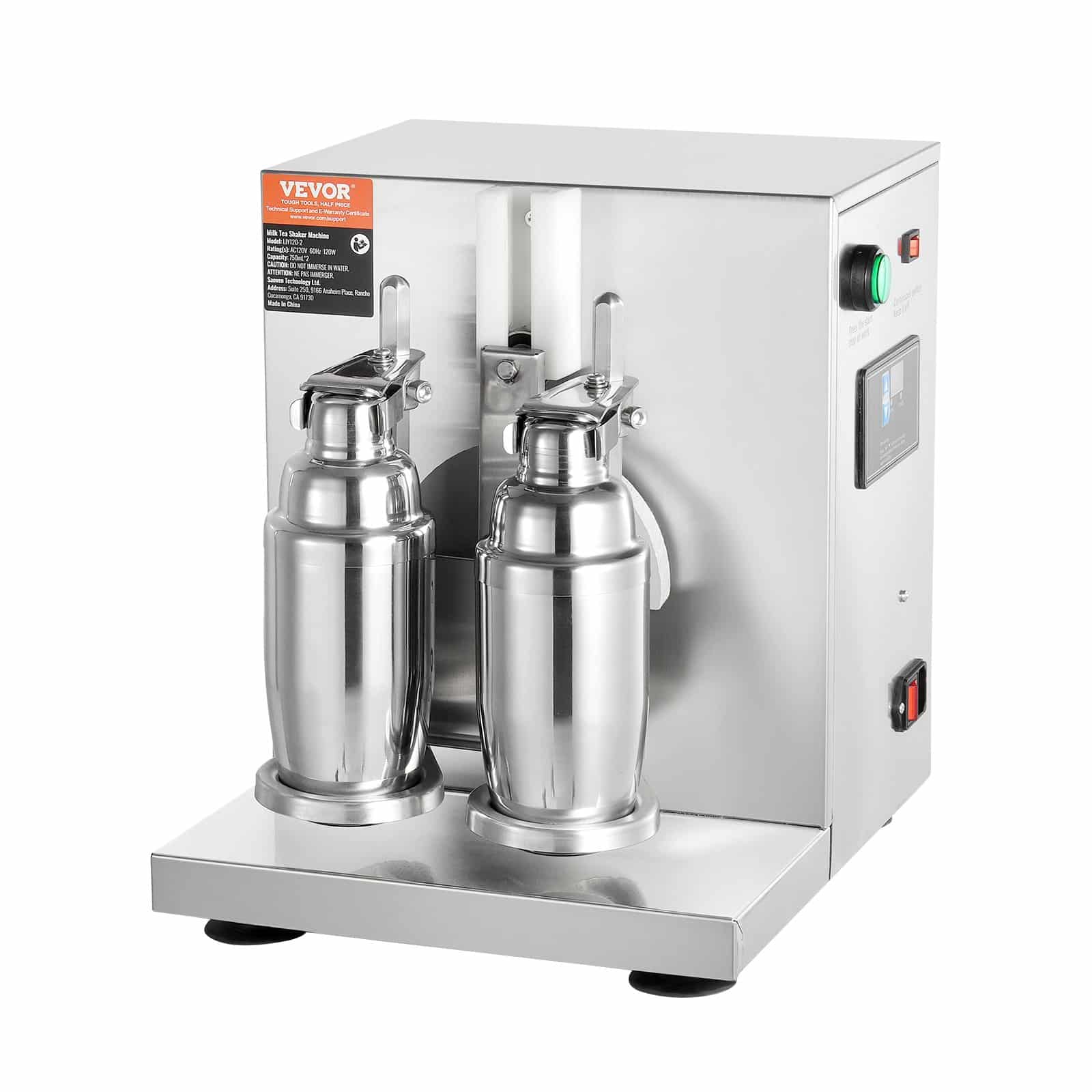 VEVOR 120W Double Head Milkshake Mixer with 750ml Stainless Cups, Adjustable Timer, Commercial Milk Tea Shaker Machine - Pilt 9