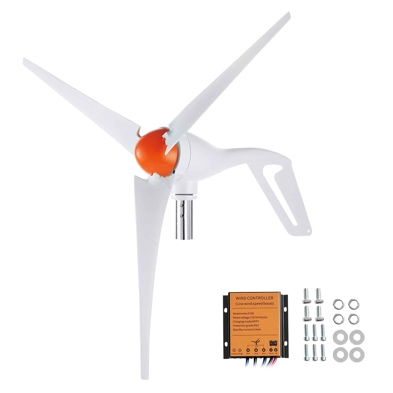 VEVOR 500W 24V Wind Turbine Kit with MPPT Controller, 3-Blade Generator, 2.5m/s Start Speed for Home, Farm, RVs & Boats