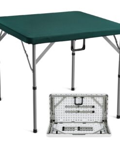 VEVOR Складной стол для маджонга/карты 86x86 см, портативный игровой стол для 4 игроков с зеленым ковриком и ручкой для кемпинга и вечеринок
