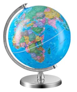 VEVOR 203mm Rotating Educational Globe with Stand, English Map, Time Zones, ABS Material, 360° Spin for Kids & Classrooms