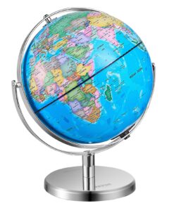 VEVOR 330 mm Rotating Educational World Globe with Stand, 720° Spin, Time Zones, English Map for Kids & Classroom Learning