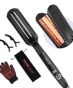 VEVOR 38mm Titanium Hair Straightener with Dual Infrared, LCD Display, 19 Temps 99°C–232°C, Fast Heat, for Salon & Travel