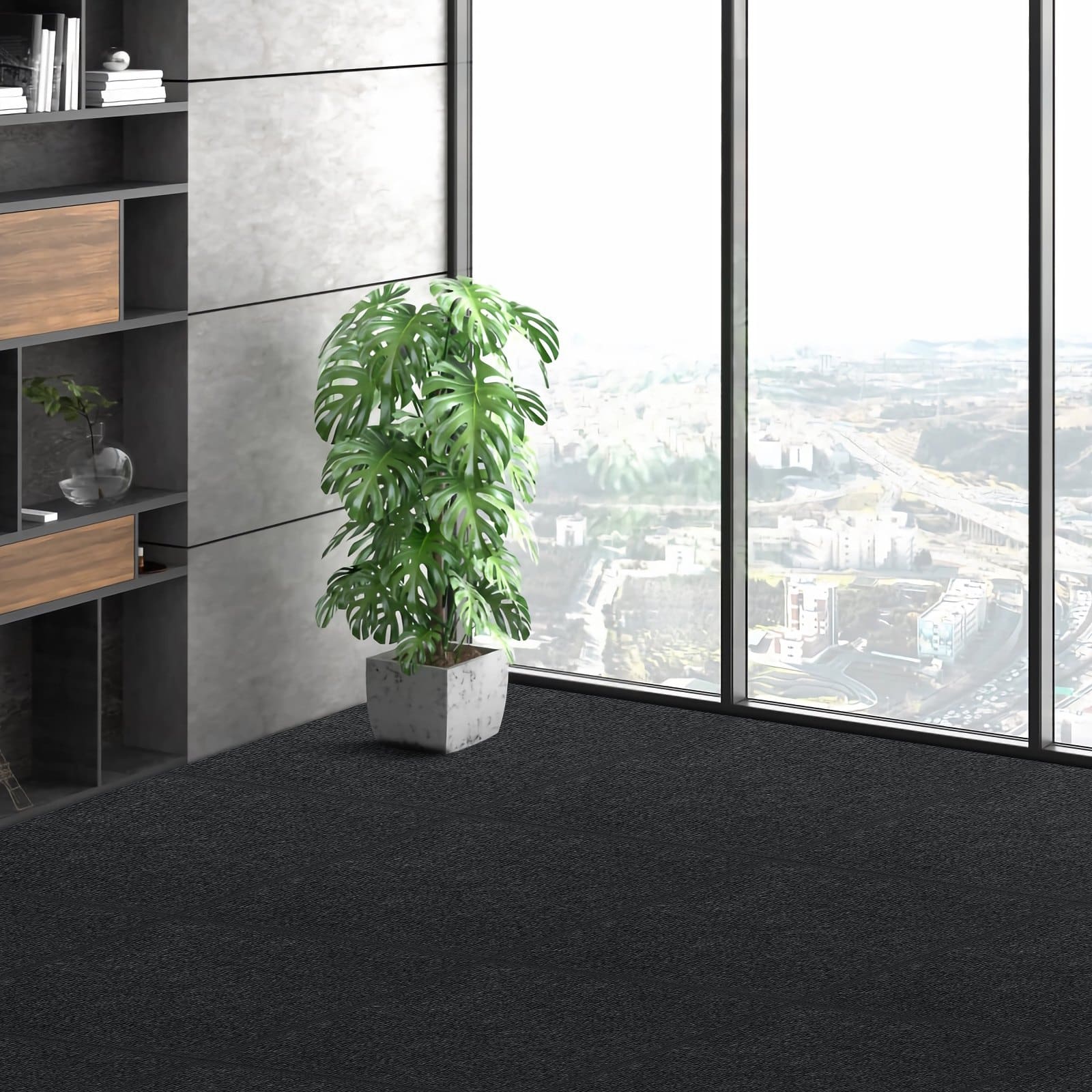 VEVOR Self-Adhesive Carpet Tiles 61x61 cm, Soft Padded Floor Tiles, DIY Install, 15 pcs, Carbon Black — attēls 8