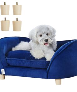 Темно-синий диван-кровать VEVOR для домашних животных для средних собак и кошек, мягкий бархатный диван вместимостью 81 кг, 71x51x30 см, простая сборка