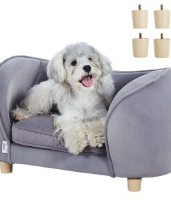 Диван-кровать VEVOR для домашних животных для маленьких собак и кошек, мягкий бархат, вместимость 30 кг, 69x38x38 см, простая сборка, темно-серый