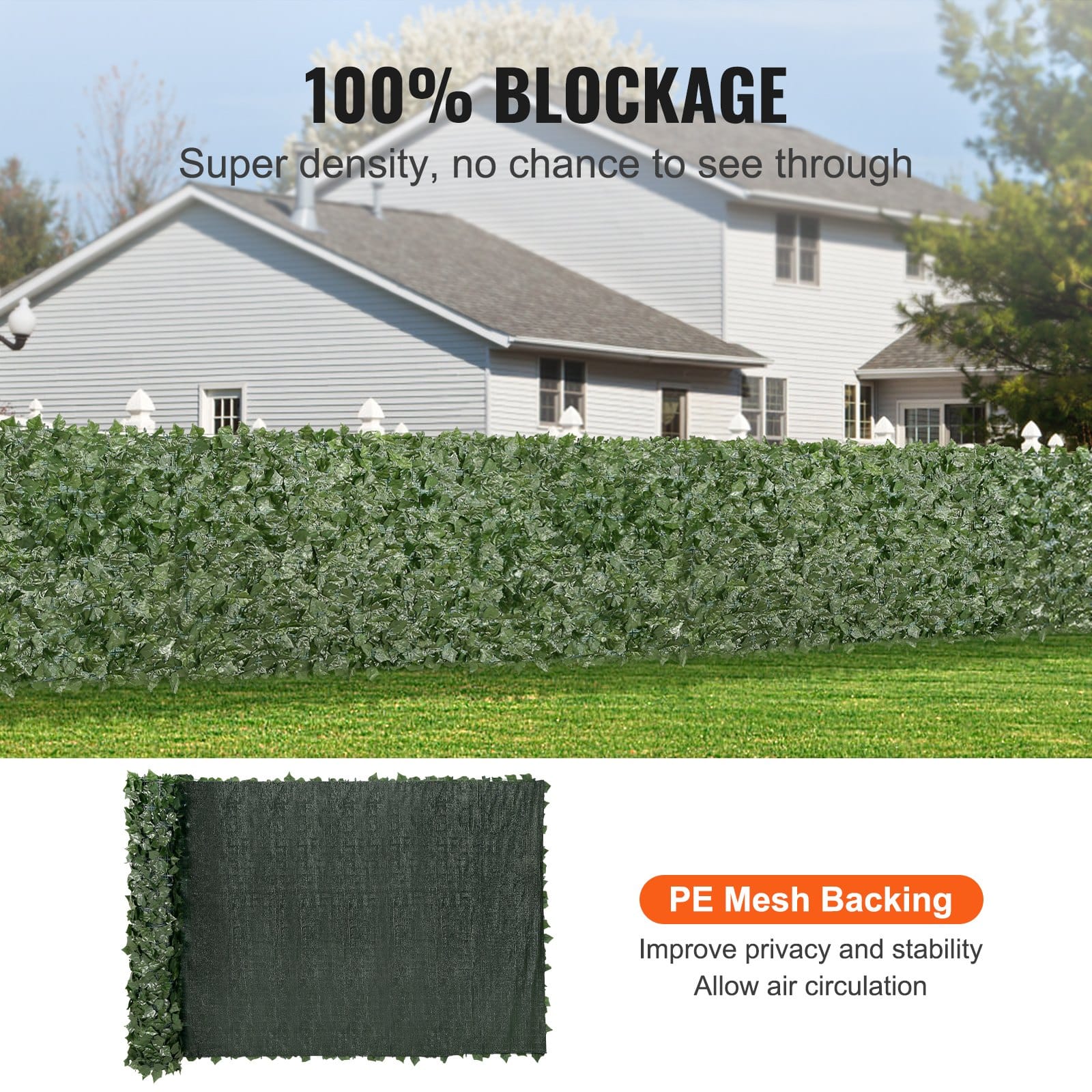 VEVOR 1.5x4m Artificial Ivy Privacy Fence with Mesh Backing – UV-Resistant Faux Greenery for Outdoor Garden, Balcony, Yard - Pilt 3