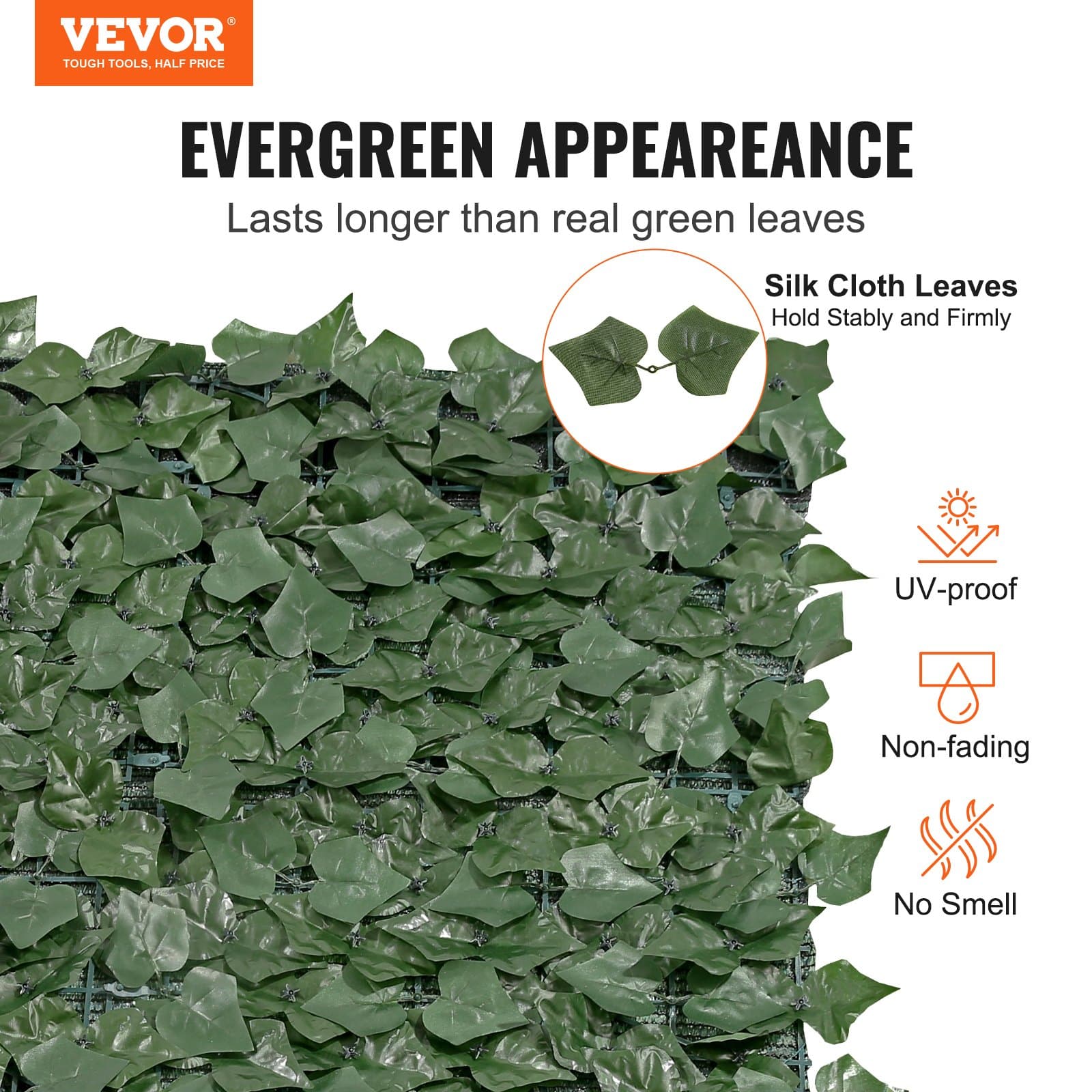 VEVOR 1x4m Artificial Ivy Privacy Fence Screen with UV Protection, Dense Faux Greenery for Garden, Balcony, Outdoor Decor — attēls 2