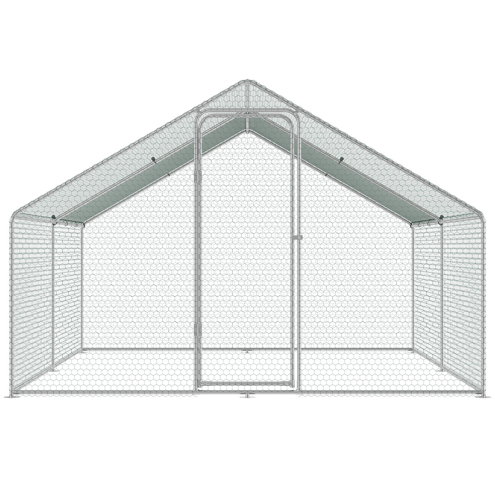 VEVOR Large Metal Chicken Coop 3x3.93x1.99m Outdoor Walk-in Poultry Run with Roof Cover & Lock for Chickens, Ducks, Rabbits - Image 10