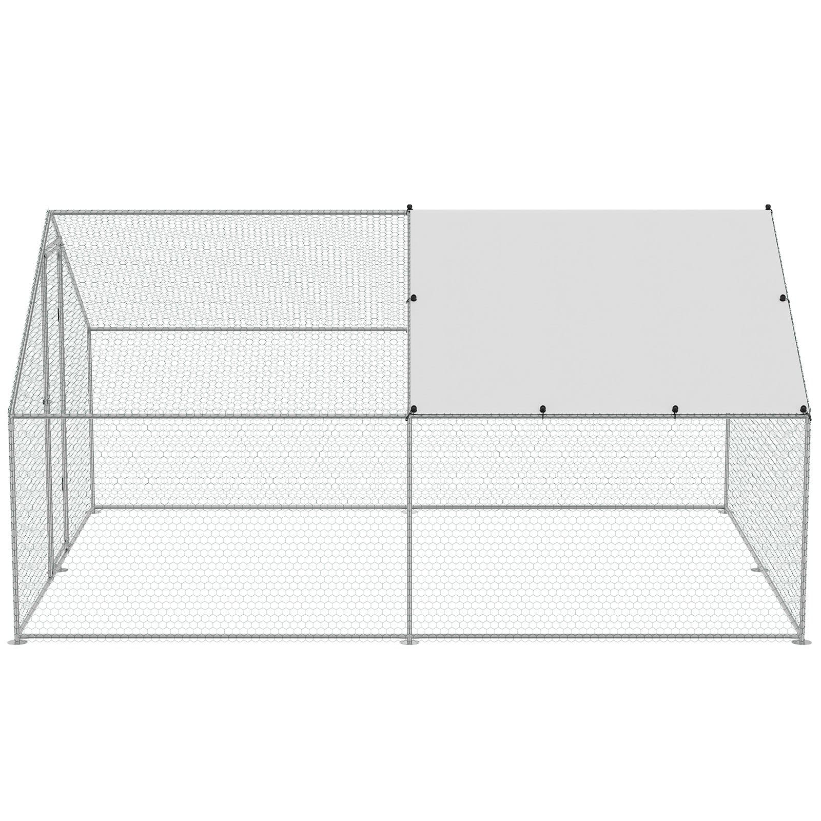 VEVOR Large Metal Chicken Coop 3x3.93x1.99m Outdoor Walk-in Poultry Run with Roof Cover & Lock for Chickens, Ducks, Rabbits - Image 11