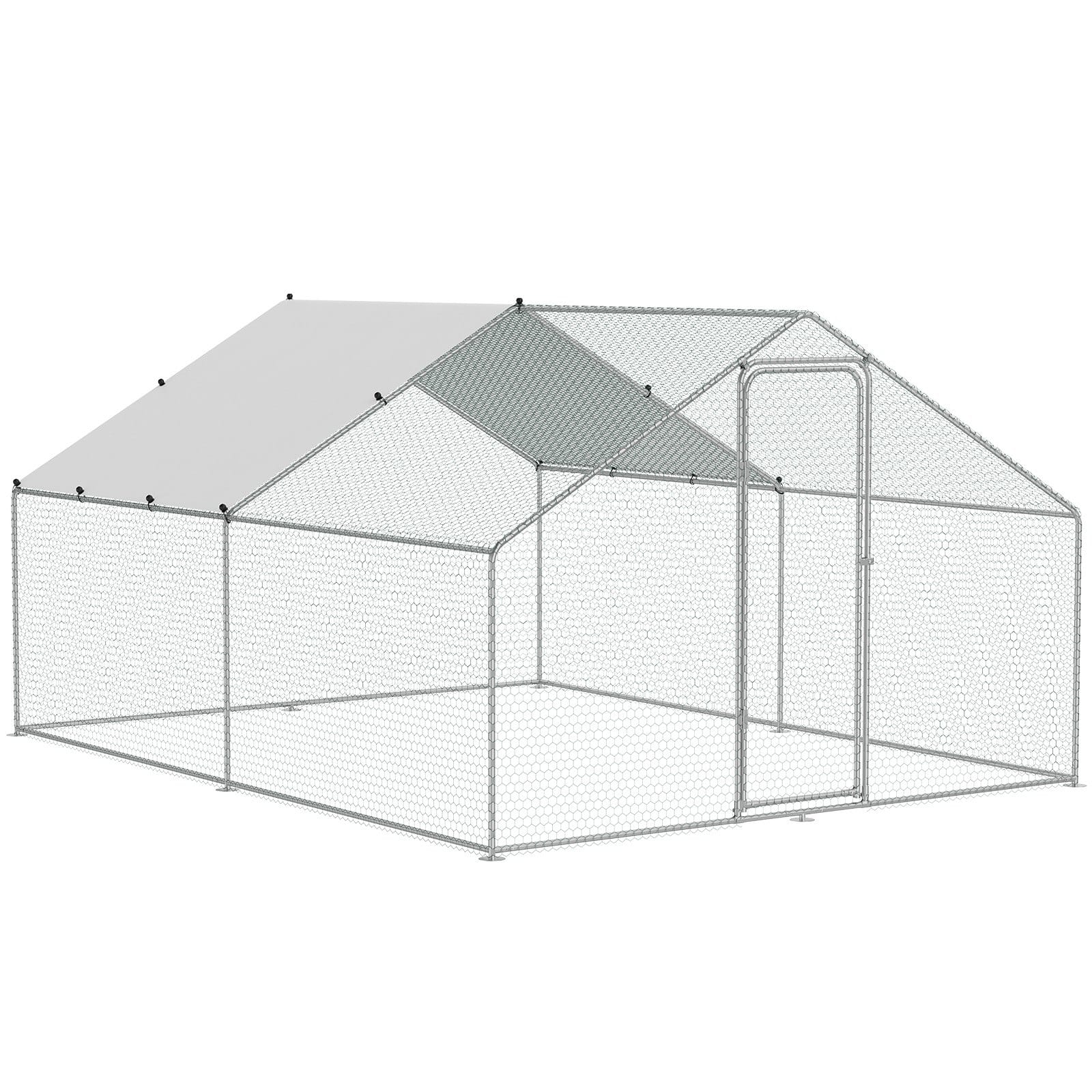 VEVOR Large Metal Chicken Coop 3x3.93x1.99m Outdoor Walk-in Poultry Run with Roof Cover & Lock for Chickens, Ducks, Rabbits - Image 12