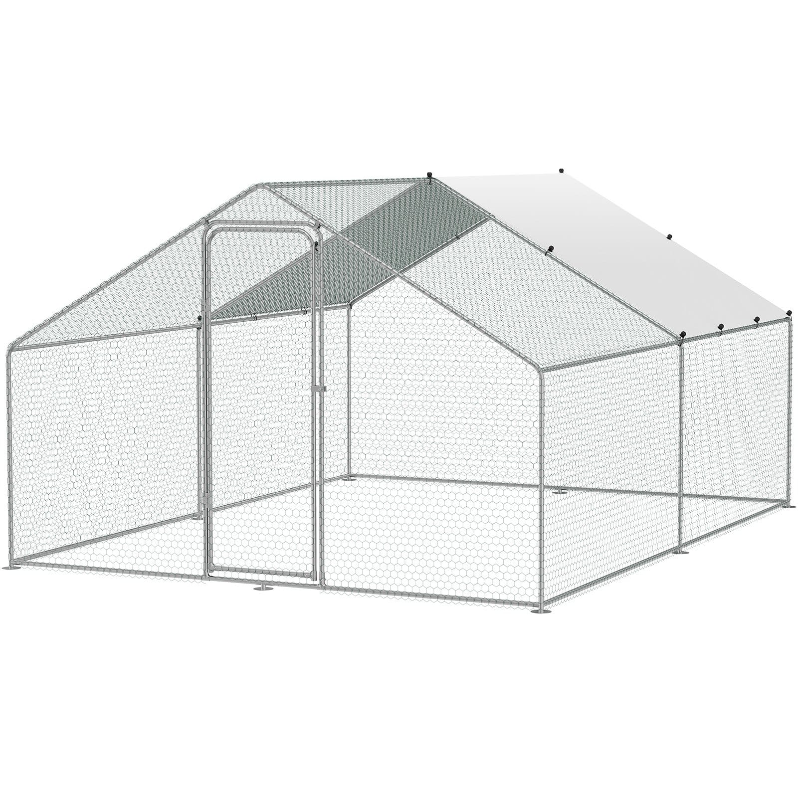 VEVOR Large Metal Chicken Coop 3x3.93x1.99m Outdoor Walk-in Poultry Run with Roof Cover & Lock for Chickens, Ducks, Rabbits - Image 9