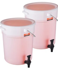 VEVOR 18.9L Beverage Dispensers with Spigot & Lid, Plastic Juice & Water Dispenser for Parties, Restaurants, 2-Pack