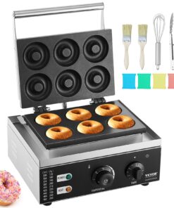 VEVOR 1550W Electric Donut Maker with Non-Stick 6-Hole Plates, 50–300°C Temp Control, for Home & Commercial Use