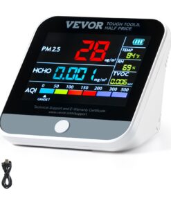 VEVOR 8-in-1 Smart Air Quality Monitor with PM1.0/2.5/10, HCHO, TVOC, Temperature, Humidity Sensor & Alarm – Indoor/Outdoor Use