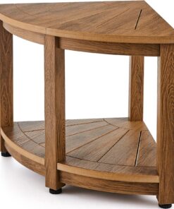 VEVOR Угловая Скамейка для Душа, Высота 47см, Радиус 45см, Водостойкая, Под Дерево, С Полкой, Нагрузка 160кг, Для Внутреннего и Наружного Использования