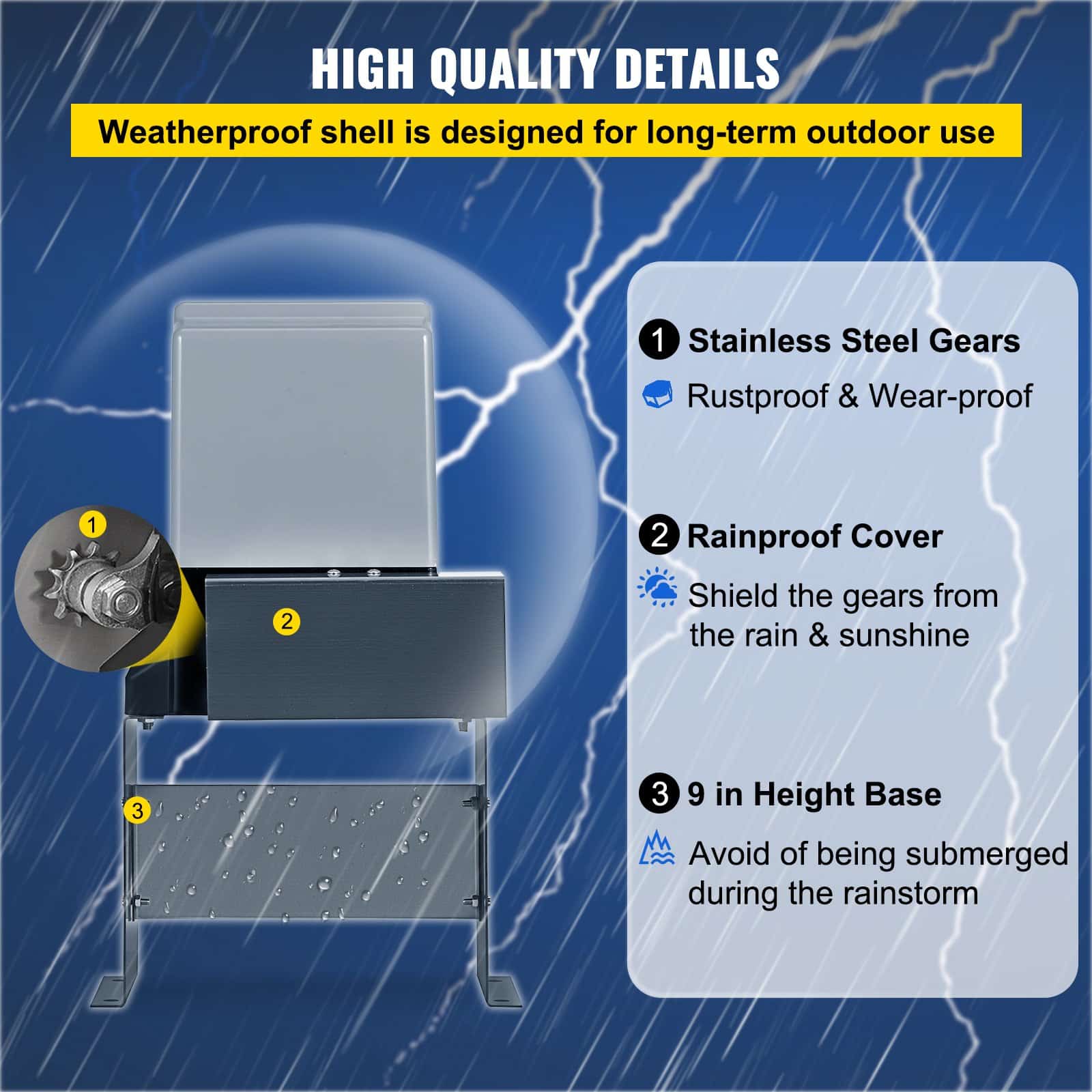 VEVOR Sliding Gate Opener AC600, 1800 lbs Capacity, 360W Motor, 2 Remotes, 13.1 m/min Speed, Waterproof, Easy Install - Image 5