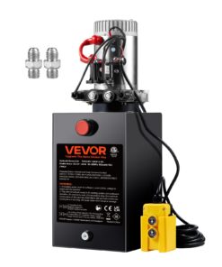 VEVOR 12V DC Double Acting Hydraulic Pump, 15L Tank, 3.2 Ton Max Pressure, 3.45 L/min Flow, Power Unit for Dump Trailers & Lifting