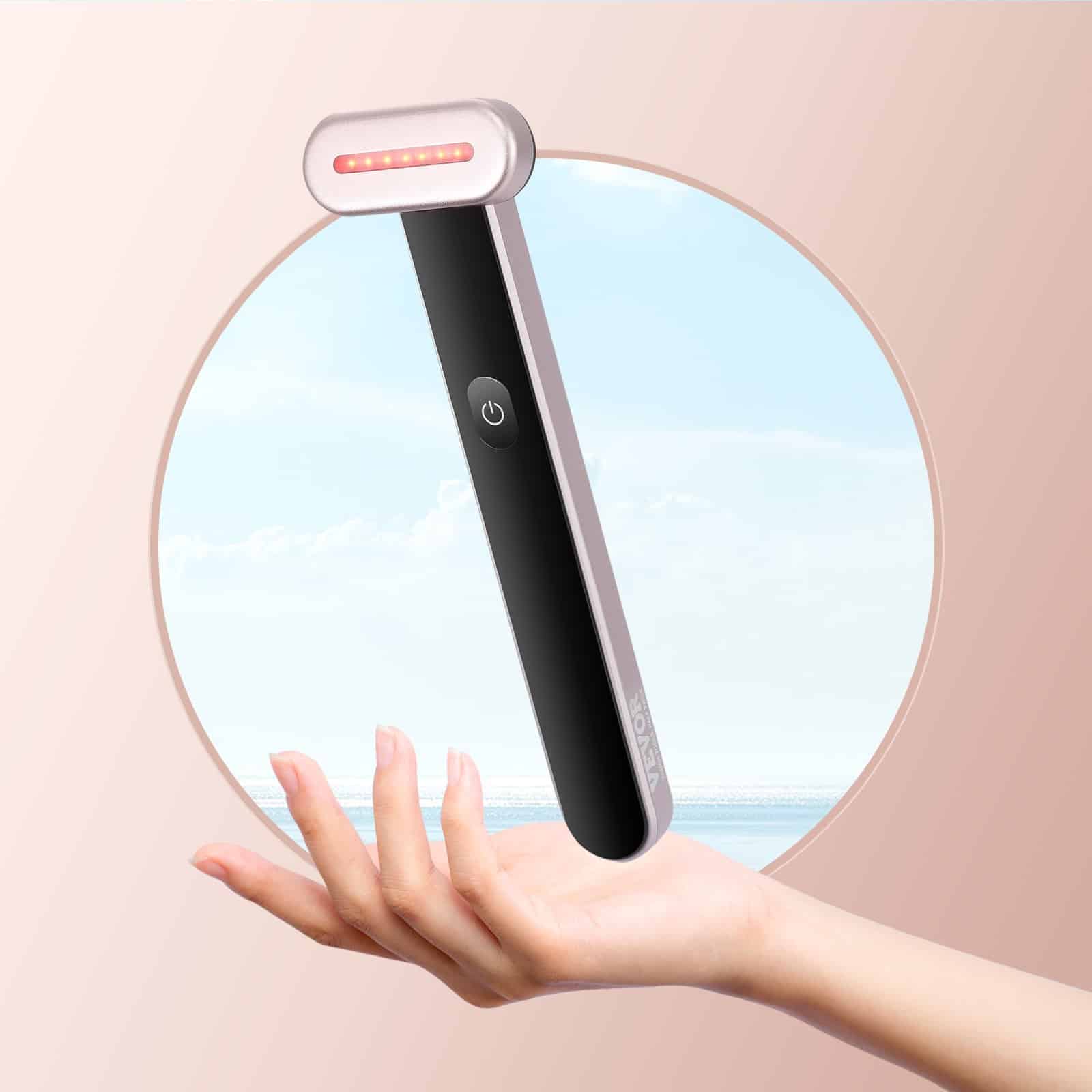 VEVOR 3-in-1 Red Light Therapy Wand for Face & Neck, 630nm LED, Heating & Vibration Facial Massager, Portable Beauty Device — attēls 8