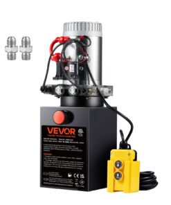 VEVOR 12V Double Acting Hydraulic Pump, 6L Tank, 0.91 GPM Flow, 220 bar Max Pressure, for Dump Trailers & Vehicle Lifting