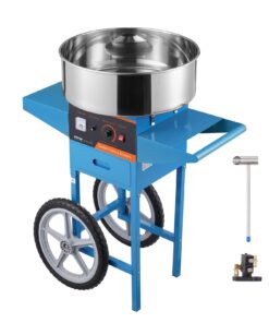 VEVOR 1000W Electric Cotton Candy Machine with Cart & Stainless Steel Bowl for Parties & Events – Blue