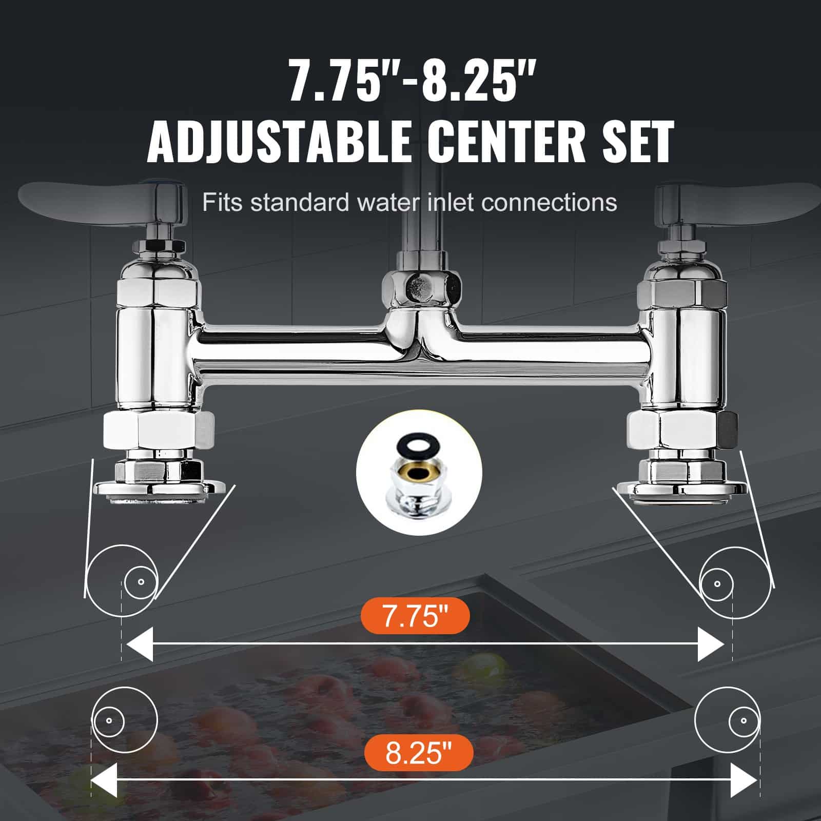 VEVOR 112cm Commercial Kitchen Faucet with Pre-Rinse Sprayer, Deck Mount, 30cm Swing Spout, Brass, for 1/2/3 Sink Compartments - Pilt 6