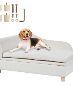 Диван-диван VEVOR White для больших собак и кошек, мягкая бархатная кровать с возможностью хранения, грузоподъемность 45 кг, 91x58x41 см