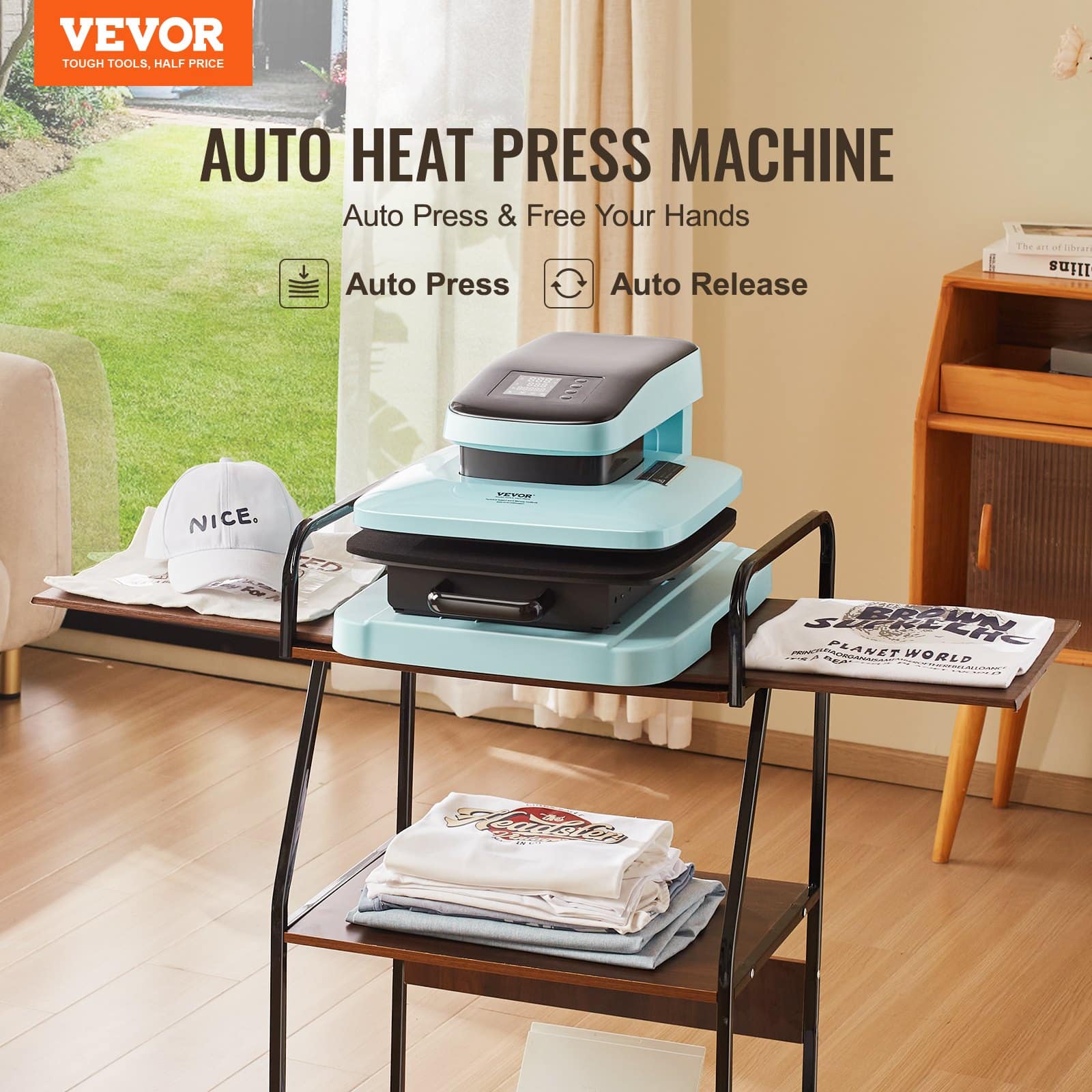 VEVOR 2-in-1 Auto Heat Press Kit with 38.1x38.1 cm T-Shirt & Tumbler Press for 311.8–850 g Tumblers, Smart Sublimation Machine — изображение 2