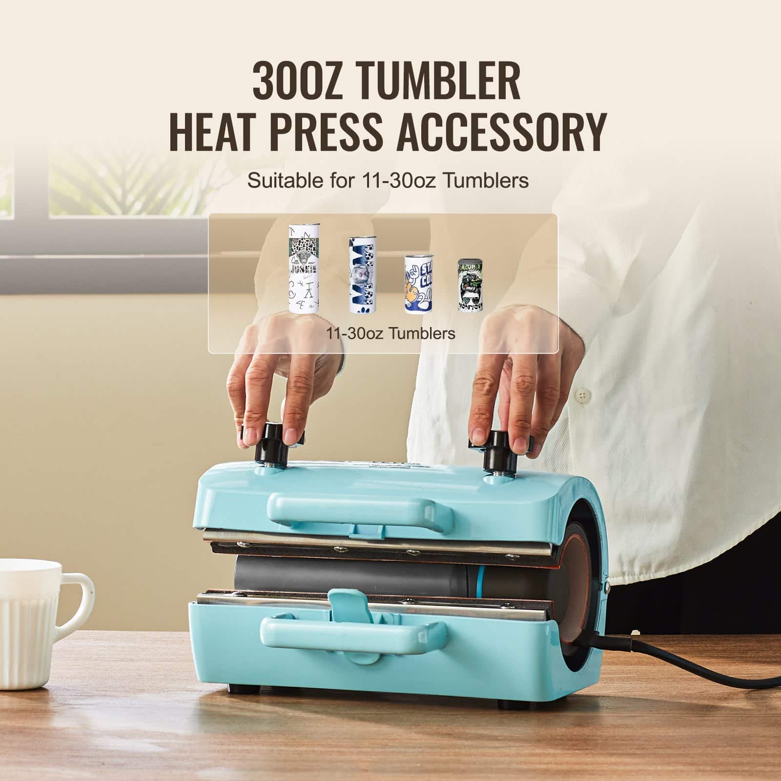 VEVOR 2-in-1 Auto Heat Press Kit with 38.1x38.1 cm T-Shirt & Tumbler Press for 311.8–850 g Tumblers, Smart Sublimation Machine — изображение 6
