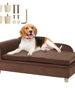 Диван-диван VEVOR для больших собак и кошек, мягкая бархатная кровать с кладовой, 36x23x16 см, нагрузка 49,9 кг, темно-коричневый