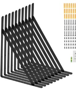 VEVOR настенные кронштейны 30x20 см, 10 шт., матовый черный металл, толщина 3 мм, нагрузка до 72.6 кг