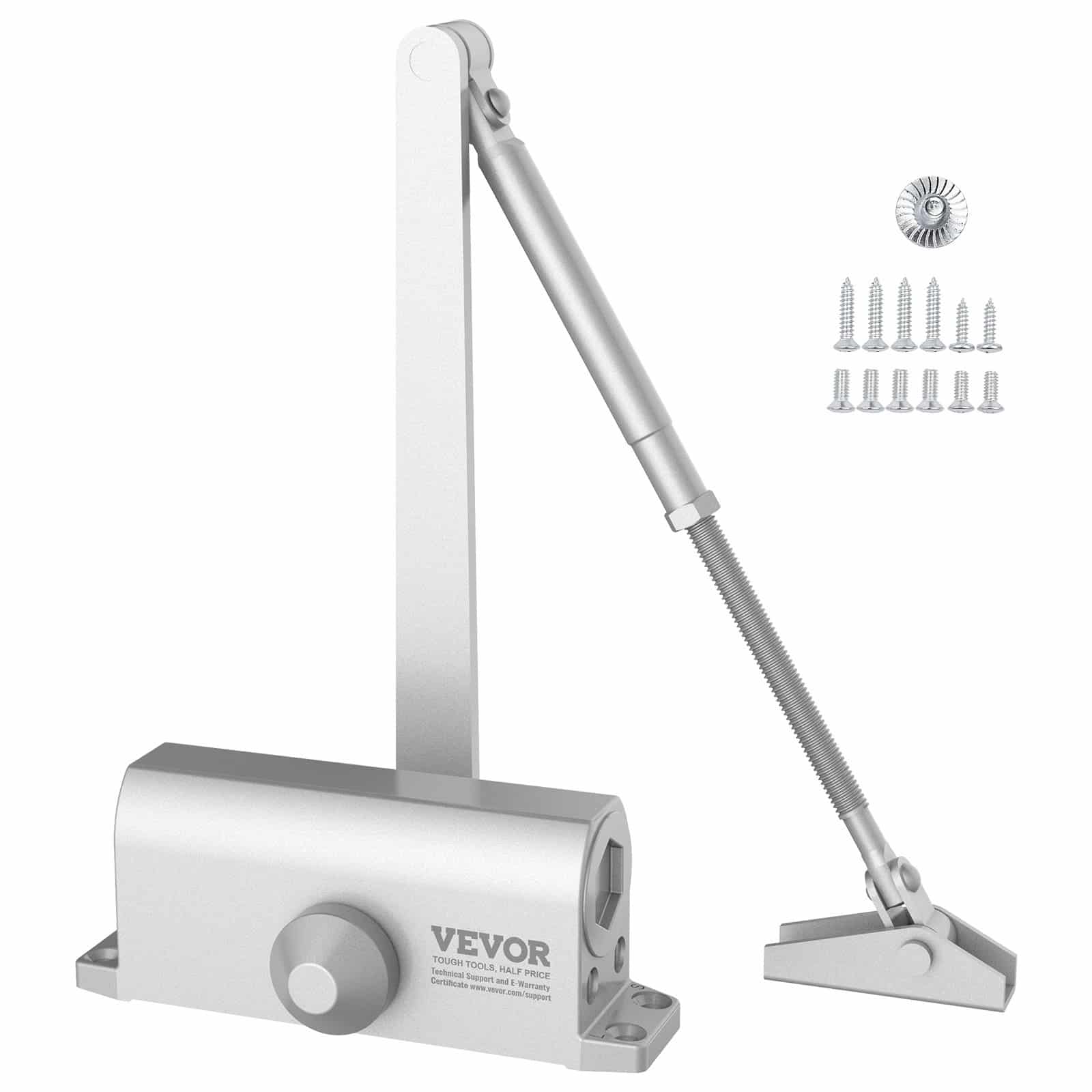 VEVOR Hydraulic Door Closer, Adjustable Heavy-Duty Automatic Closer for 45 kg Doors, Cast Aluminum, Silver, Easy Install — изображение 9
