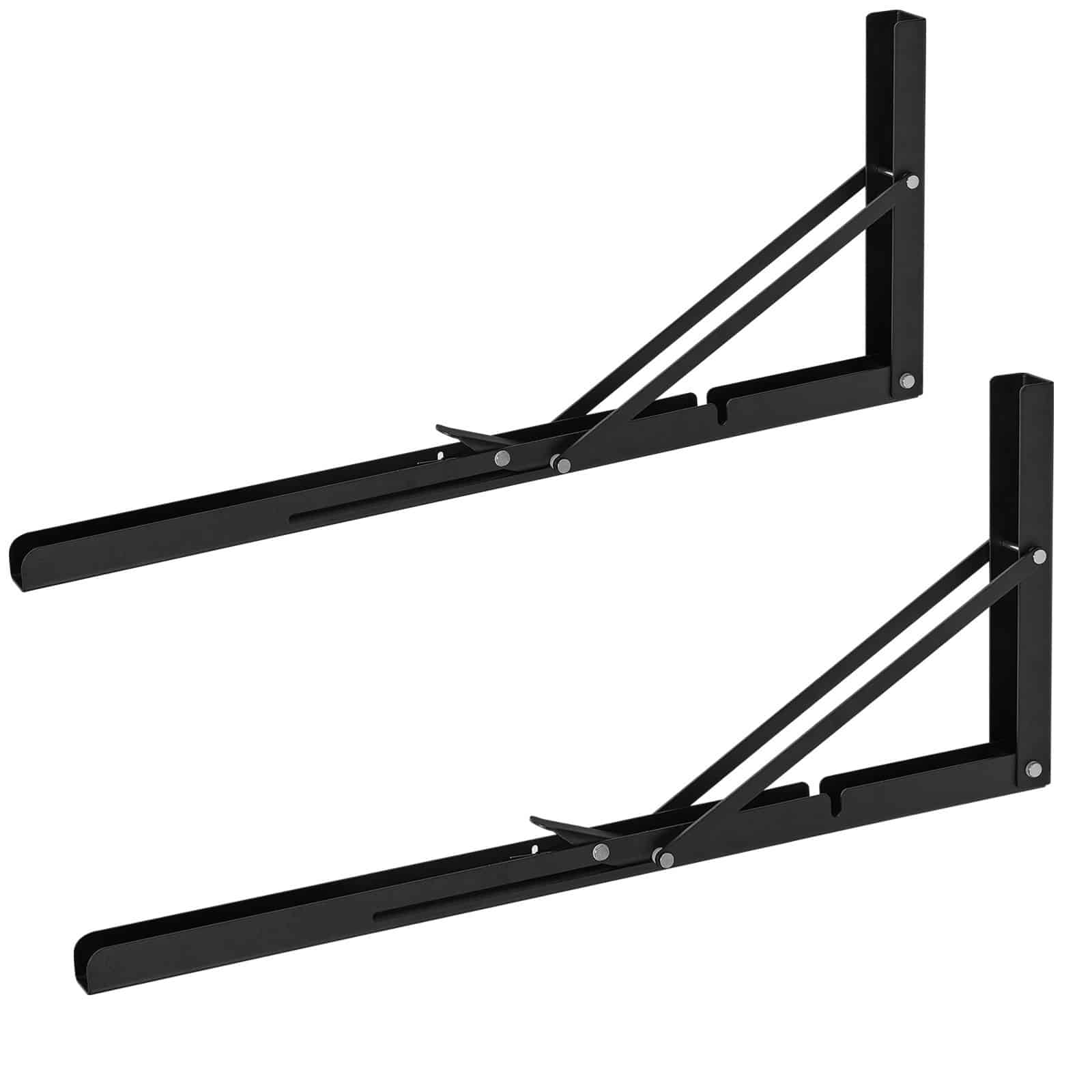 VEVOR Foldable Shelf Brackets 61cm, 2pcs Heavy Duty 5mm Matte Black Steel L Brackets, 136kg Load, Wall Mount, Space Saving - Image 11