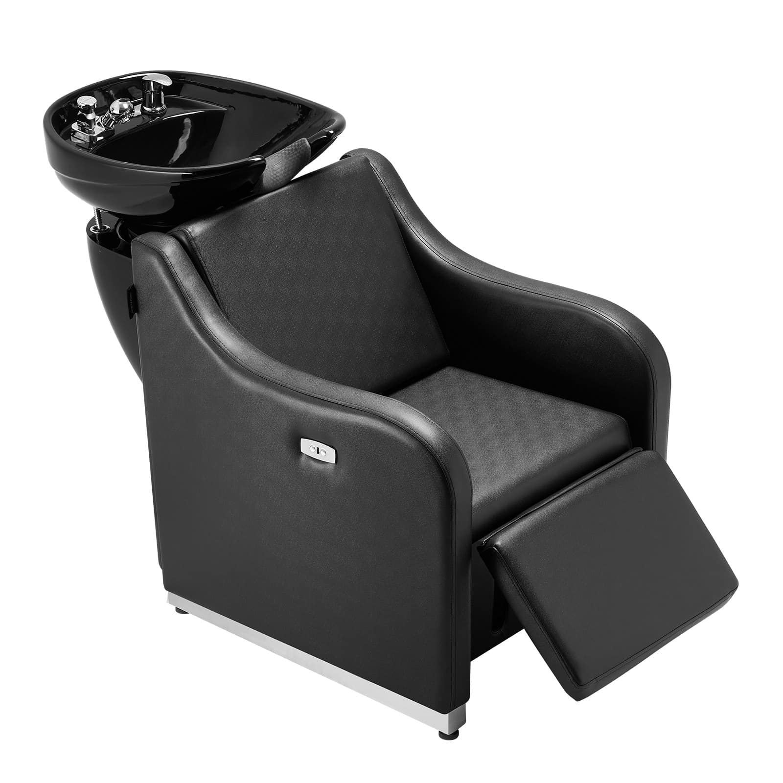 VEVOR Electric Shampoo Backwash Chair with Ceramic Bowl, Footrest & PU Leather, 300kg Load Capacity for Salon & Spa