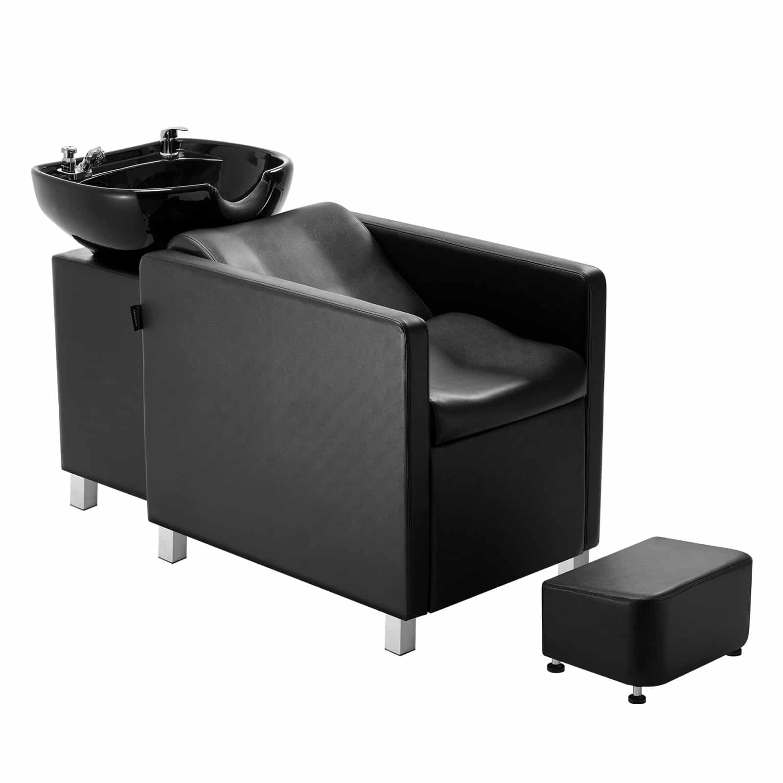 VEVOR Salon Shampoo Backwash Chair with Ceramic Bowl, Reclining Seat & Footrest, 300 kg Capacity, for Hairdressers & Spas