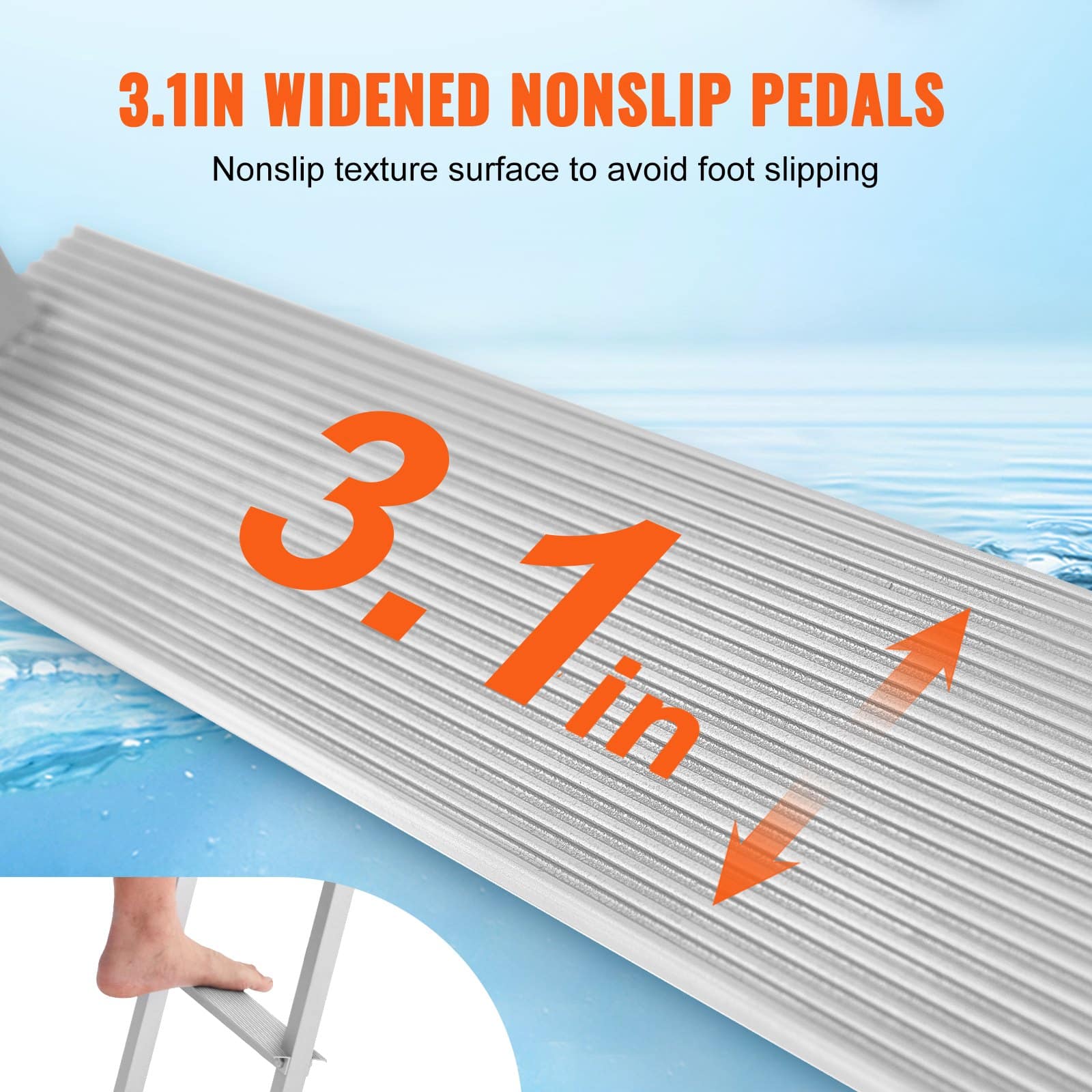 VEVOR 5-Step Removable Dock Ladder, 227kg Load, Anti-Slip 7.8x35cm Steps, Aluminum for Boat/Pool/Marine Boarding — изображение 4