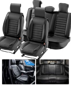 Комплект универсальных автомобильных чехлов на сиденья VEVOR 9pcs, искусственная кожа, совместимость с подушками безопасности, для грузовиков Sedan SUV, передний и задний, полузакрытый дизайн