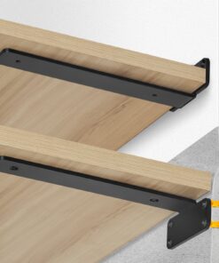 VEVOR прочные L-образные кронштейны 25.4x10.2x4см, 6 шт, 5мм сталь, нагрузка 72.6кг, матовые черные настенные держатели