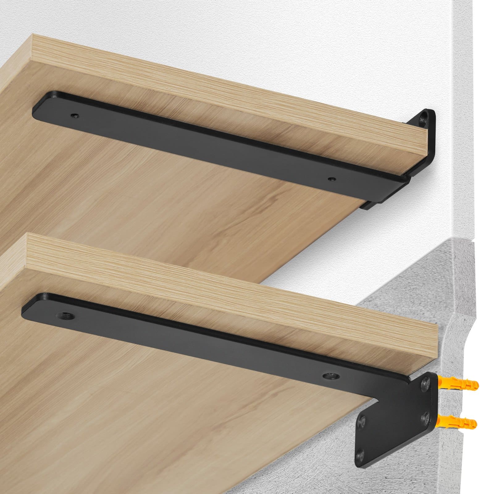 VEVOR Heavy Duty L Shelf Brackets 25.4x10.2x4cm, Set of 6, 5mm Steel, 72.6kg Load, Matte Black Floating Wall Brackets