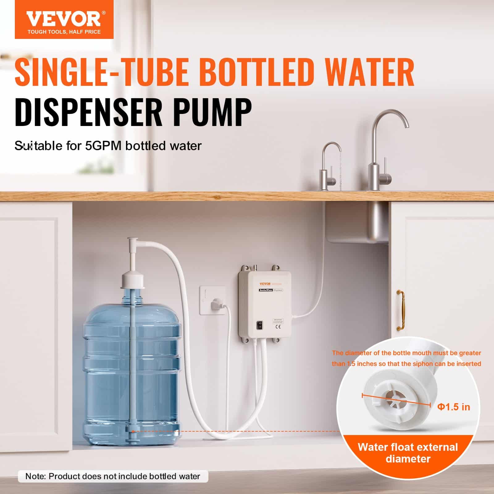 VEVOR Automatic Electric Water Dispenser Pump for 18.9L Bottles, Adjustable Flow, Compatible with Coffee Machines, Fridges, Ice Makers — изображение 2