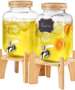 VEVOR 3.8L Glass Beverage Dispenser with Stand & Stainless Steel Spigot – Iced Tea, Juice, Water for Parties & Catering