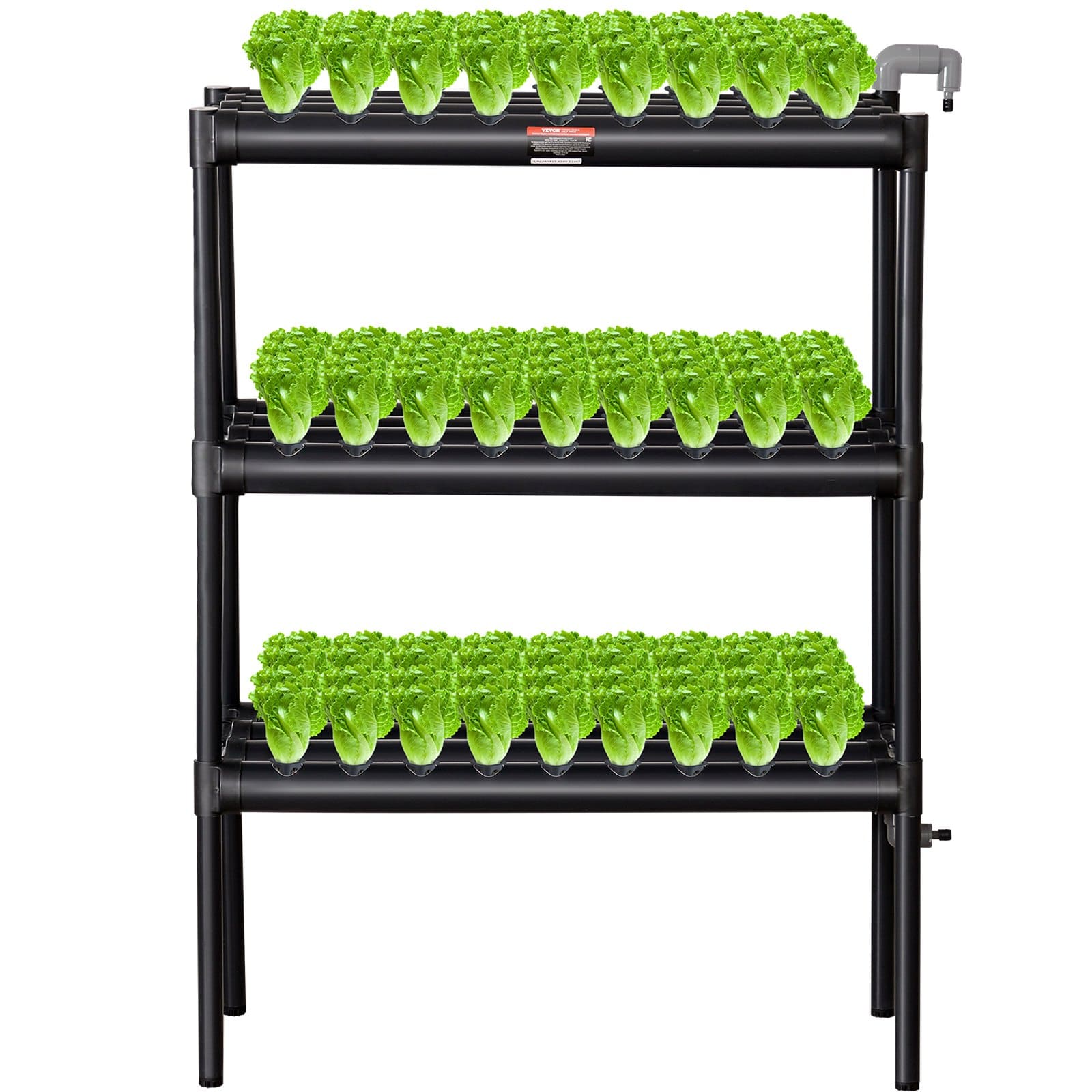 VEVOR Hydroponic Grow Kit with 108 Sites, 3-Layer Dark Grey PVC System, Pump & Timer for Herbs, Vegetables & Fruits