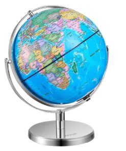 VEVOR 330 mm Illuminated Rotating World Globe with Metal Stand & LED Light, English HD Map for Kids' Educational Learning